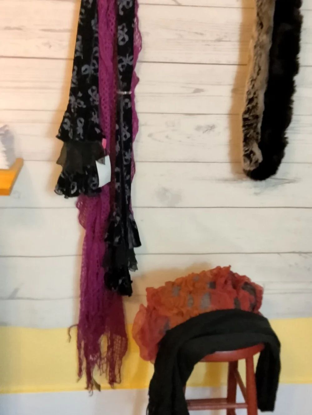 Betsey Johnson Black and Magenta Layered Women's Scarf